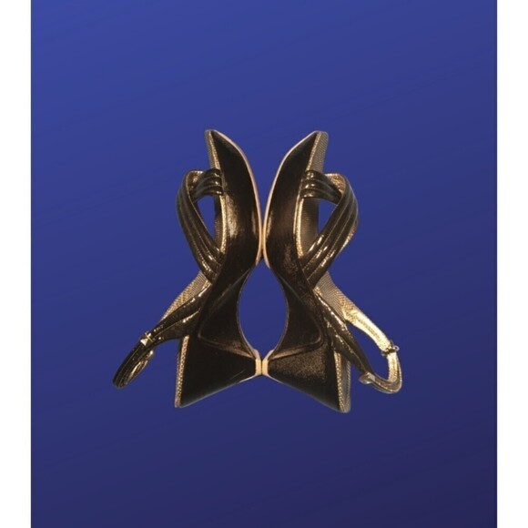 VIA SPIGA Faux Patent Leather Platform Wedge Sandal, GLOSS BLACK, Size 8.5,NWOB* - Picture 3 of 8